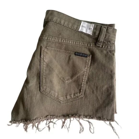 Hudson Jeans Women's Olive Army Green Frayed Denim Shorts Size 27 - Picture 3 of 7